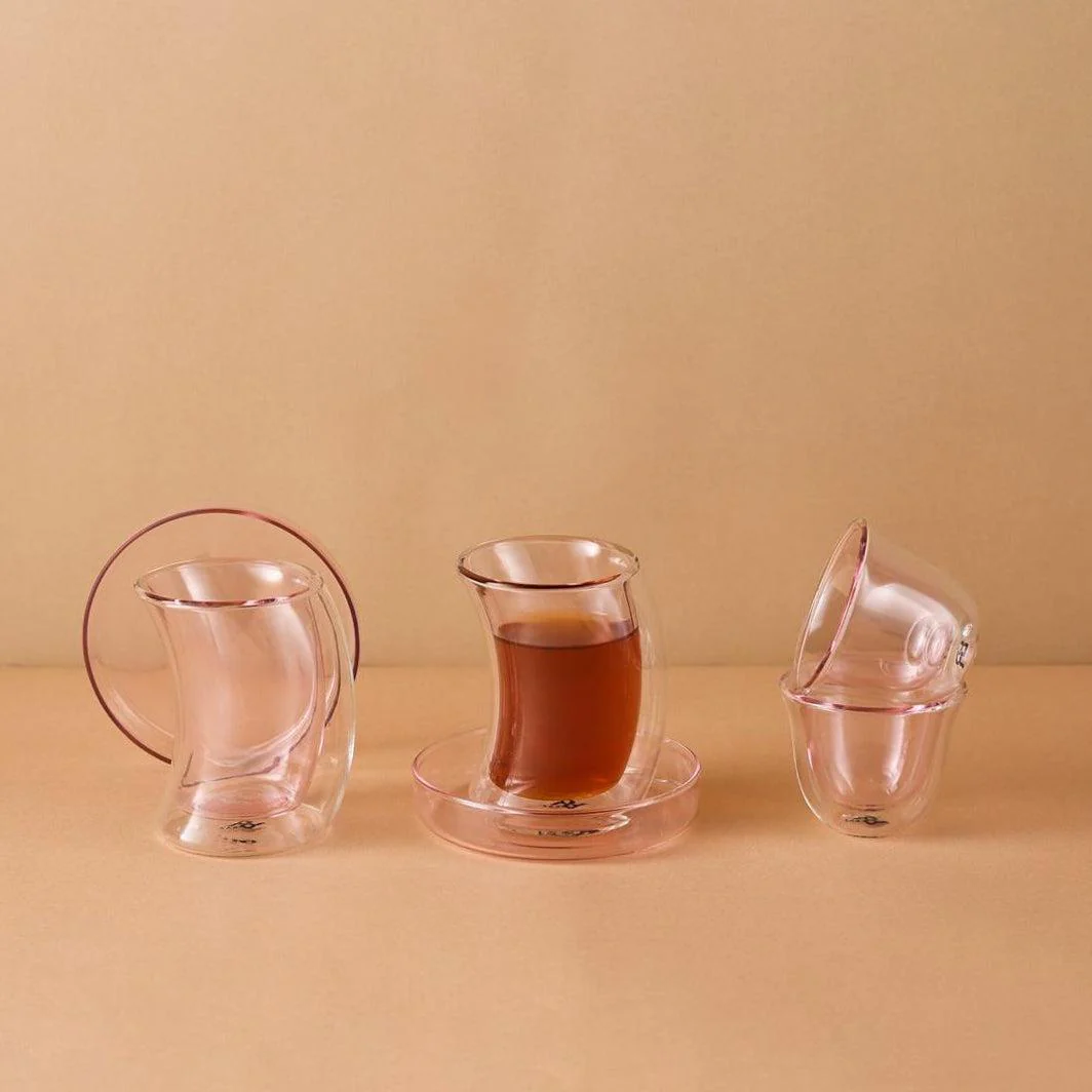 RAZ Shouq 18pcs Tea Set Pink(6pc Cava Cup 90ml, 6pcs Cup 130ml, 6pcs Saucer) - Image 2