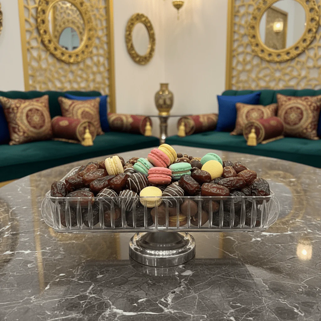 Rectangle Acrylic Candy Tray with Silver Metal Footed Base | 32×21cm | Crystal Clear Serving Dish - Image 2