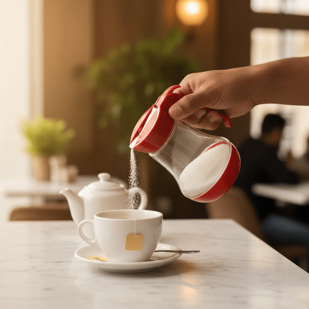 Red Flip-Top Sugar Dispenser — 11×5cm - Image 3