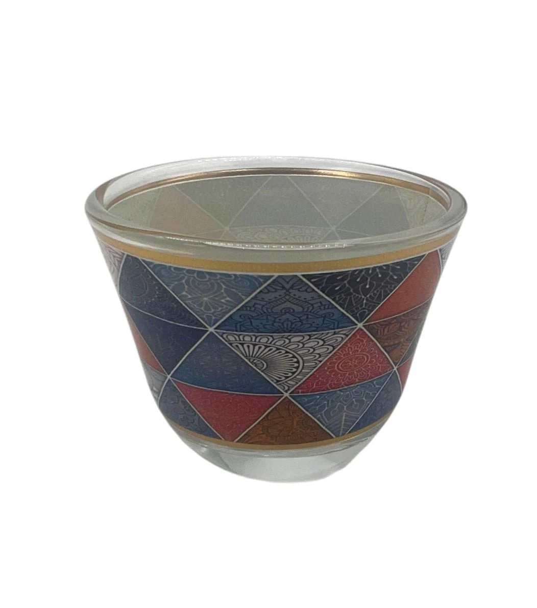 REDCHERRY Elegent Printed Design Glass Cawa Cup 3pcs 80ml, Multicolour - Image 2
