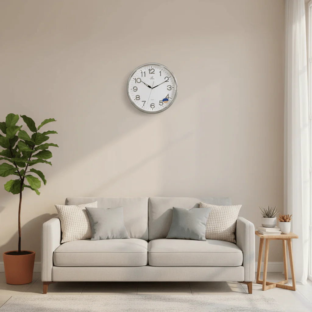 Regency Quartz Wall Clock 33cm – Silver Textured Frame | RW8116 - Image 2