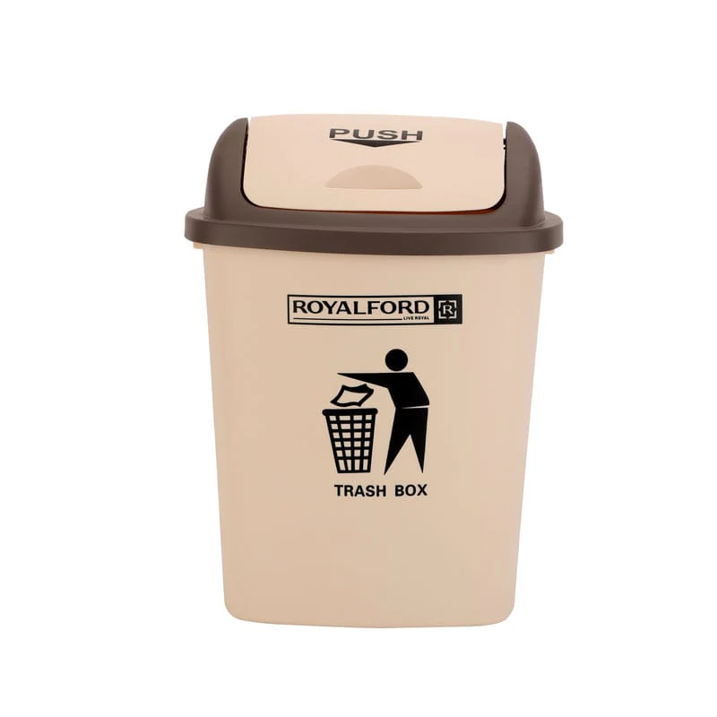 ROFALFORD Push Lid Dustbin 30 Litre – Brown Color Durable Waste Bin for Kitchen, Office, Living Room and Outdoor Use