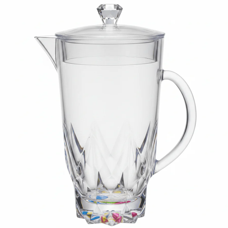 Royal Ford Acrylic Beverage Mug with Lid and Elegant Base Large Capacity Drink Container for Juice Water 2.2 Litre