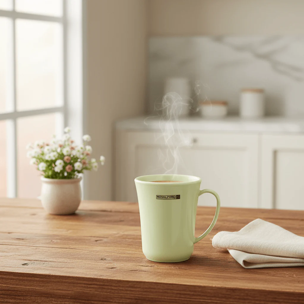 Royal Ford Elegant Acrylic Sage Green and White Mug 350 ml Modern Beverage Mug for Hot and Cold Drinks - Image 2