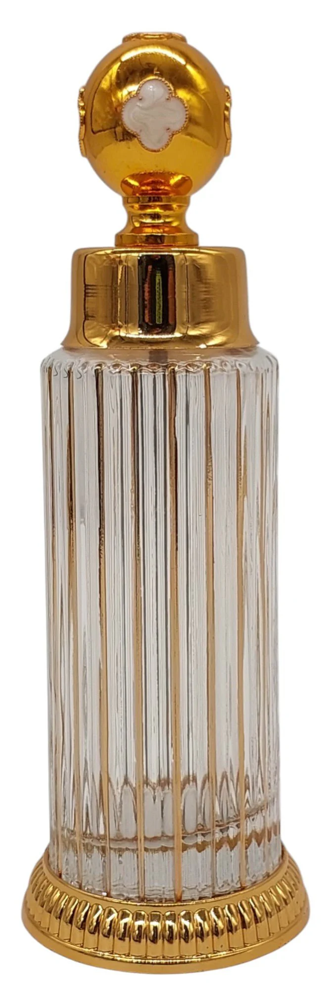 Royal Victoria Glass Perfume Bottle 8.5 Tola, Gold/White