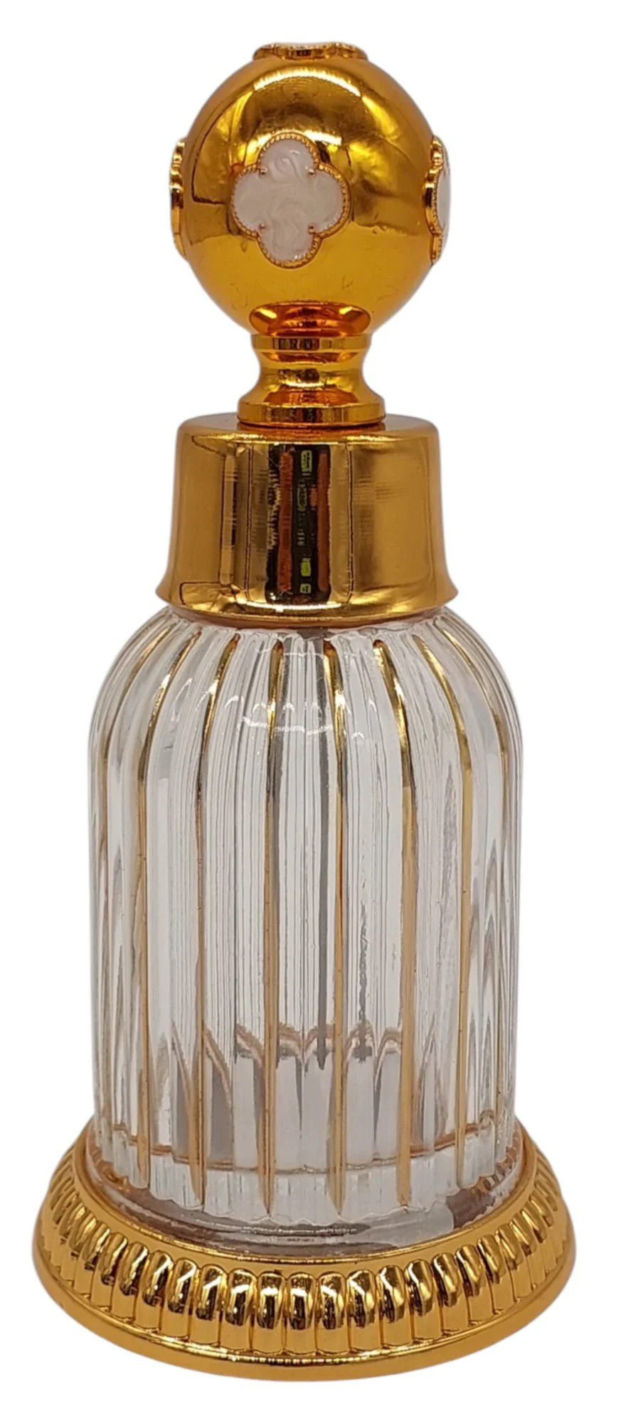 Royal Victoria Glass Perfume Bottle 6.4 Tola, Gold/White