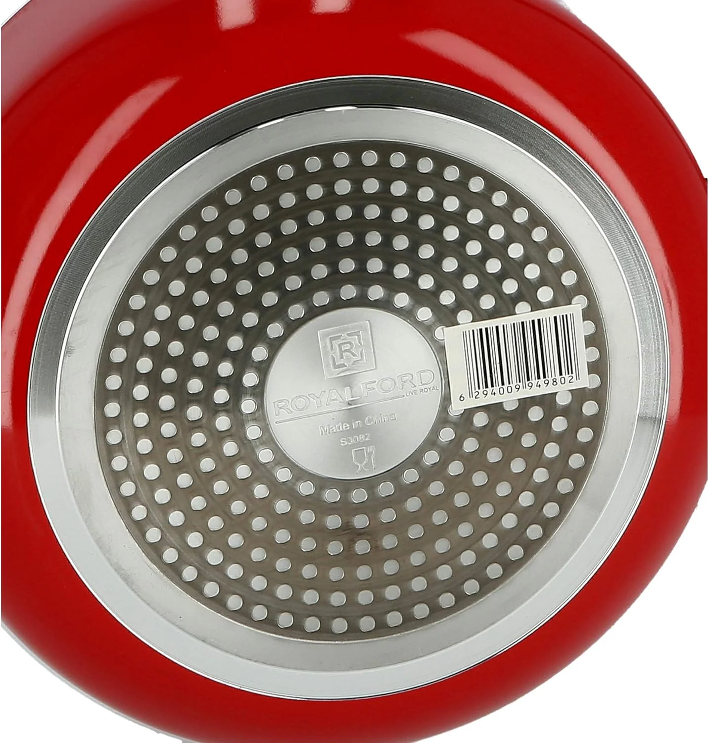 Royalford 32cm Non-Stick Casserole with Glass Lid – Large Capacity Red Cookware (RF6444) - Image 3