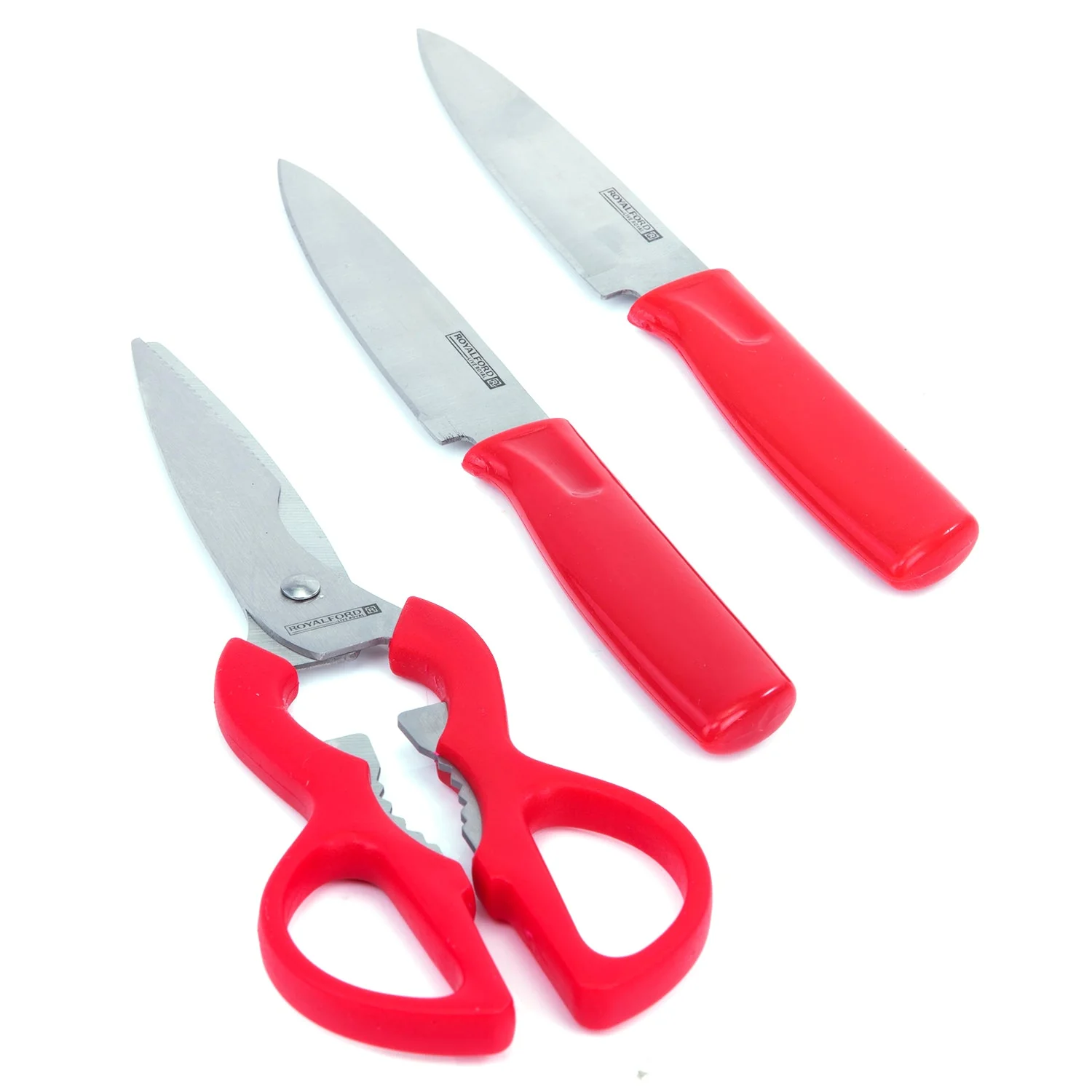 Royalford 4pcs kitchen Gadget Set Includes 2pcs Knife, 1Pc Scissor, 1pc Cutting Board, RF6968RD - Image 3