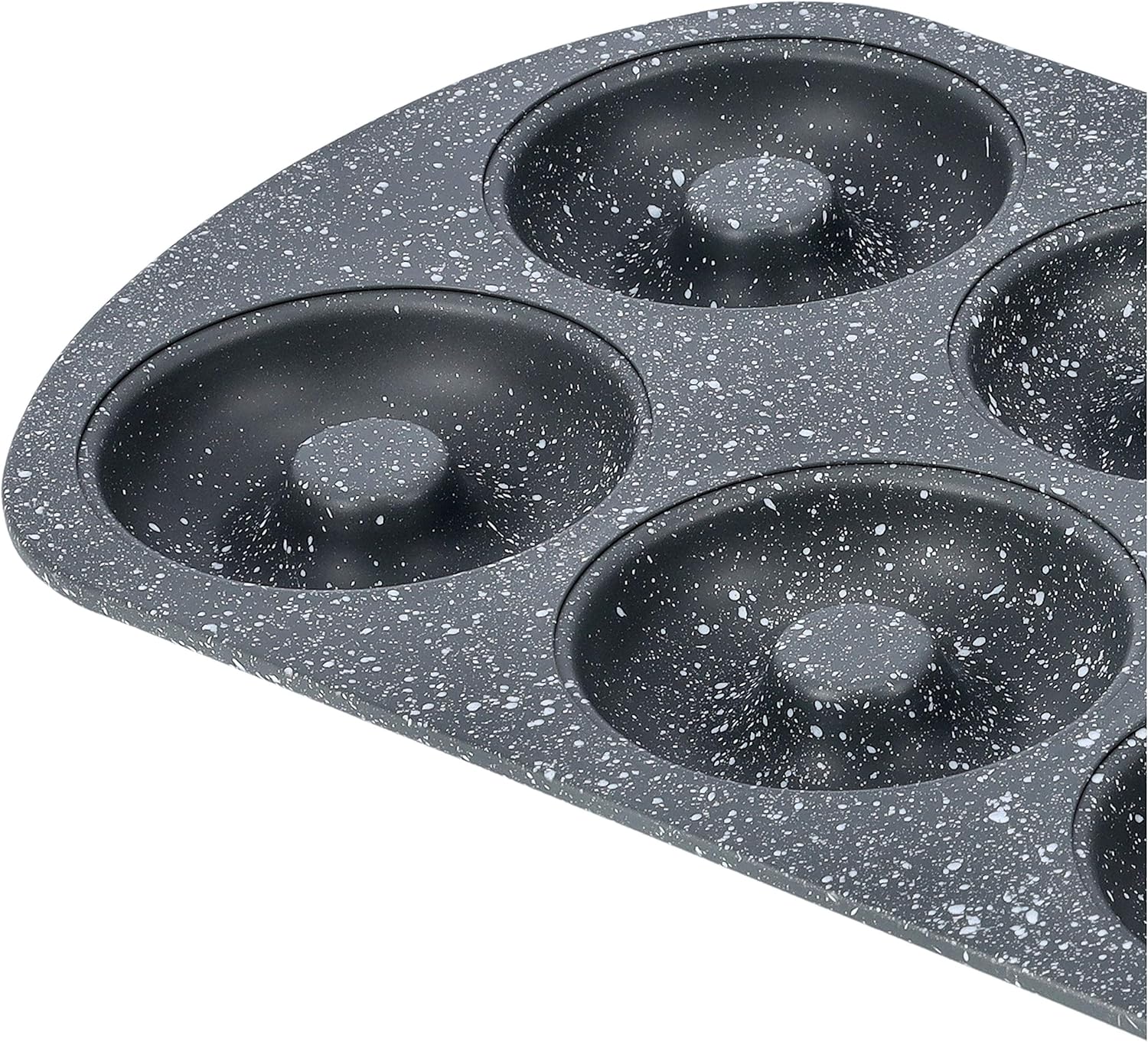 Royalford Carbon Steel 6-Cavity Donut Pan 32cm*21cm*2.3cm, 8cm Donut Dia, Granite Coated Interior, RF9905 - Image 2