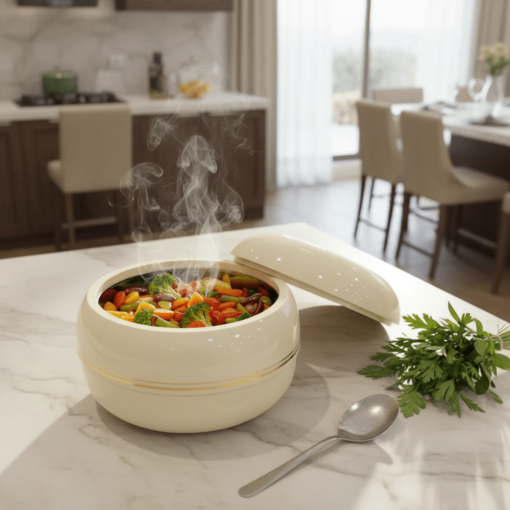 Royalford Cream Zoria Insulated Casserole with Premium Stainless Steel Inner and Durable Outer Body Stylish Serving Solution 5600 ml - Image 3
