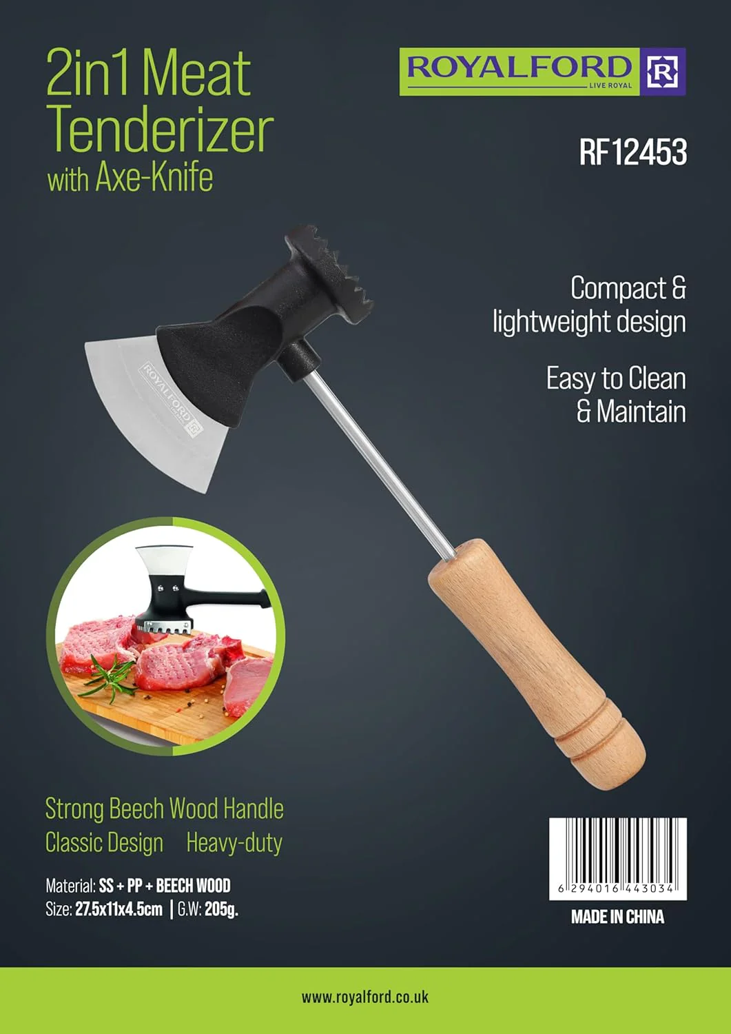ROYALFORD Meat Tenderizer with Axe Knife 27.5cm*11cm*4.5cm - Image 2