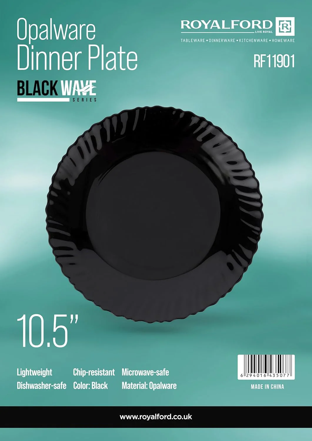 Royalford Opalware Dinner Plates RF11901 Serving Plates, Rice Plates, Dishwasher Safe, Microwave Safe-27CM-Black - Image 3