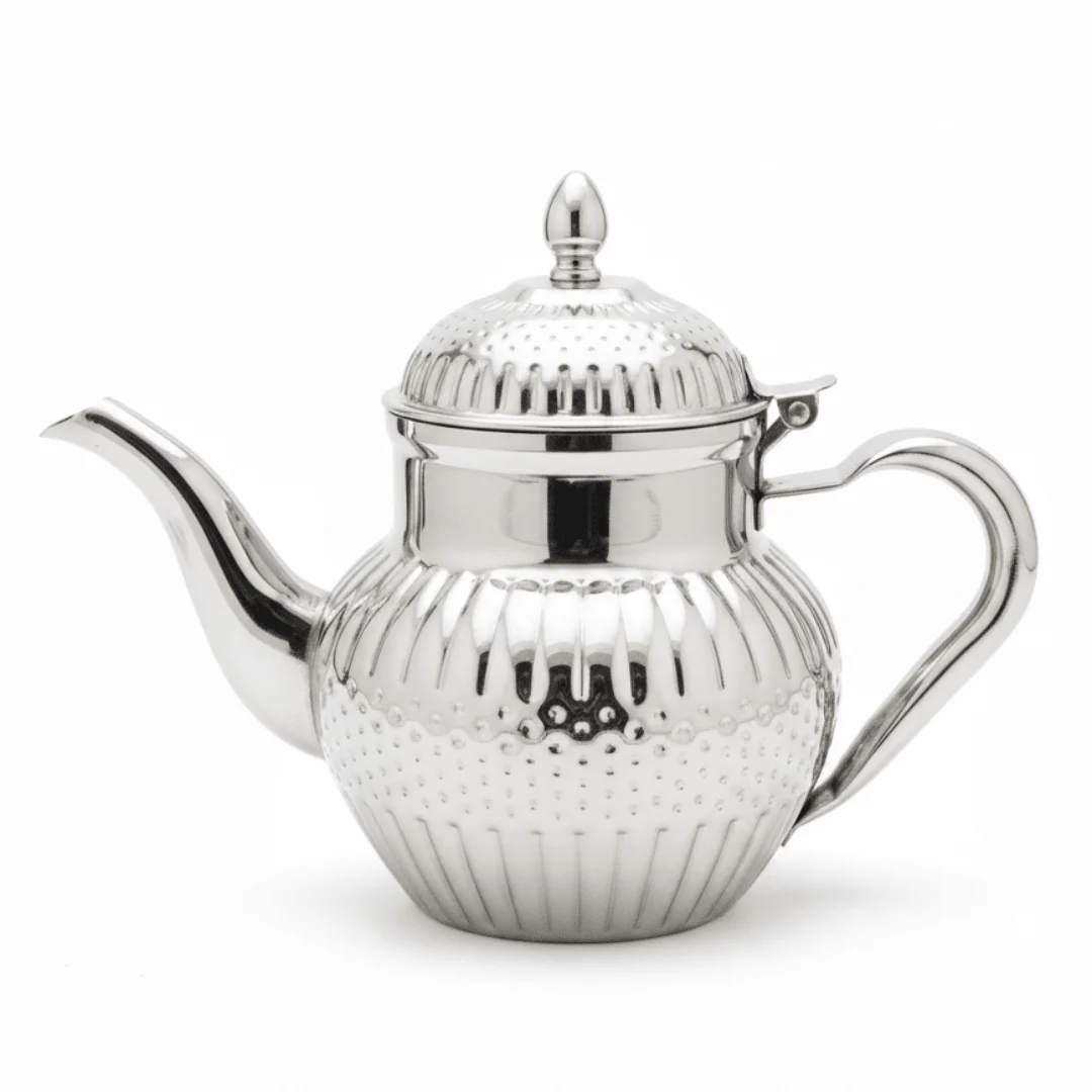 Royalford Silver Stainless Steel Arabic Tea Kettle 600ml / 1000ml – Mirror-Polished Ornate Design | Traditional Dallah Style | Ideal for Home, Majlis & Hospitality Gifting