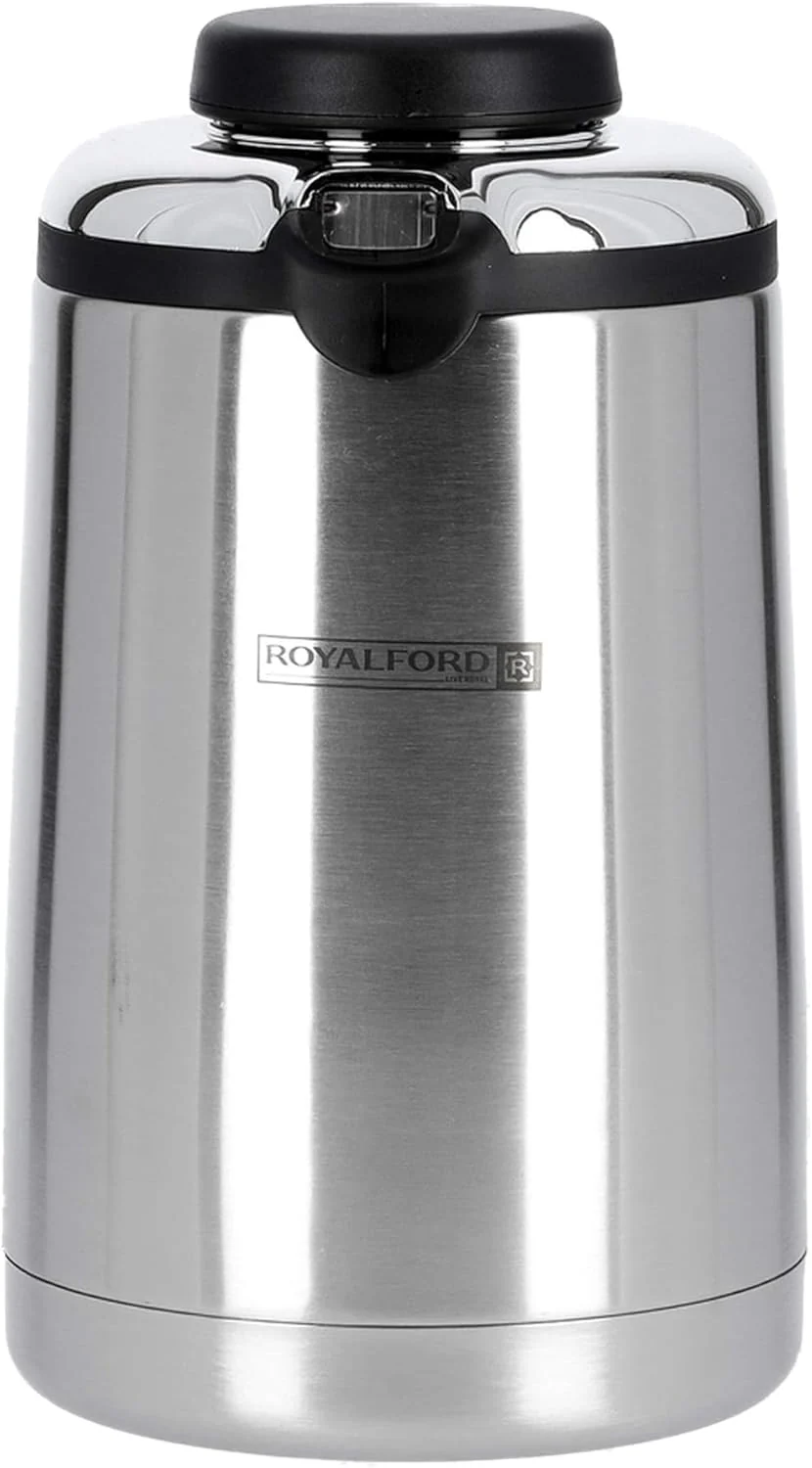 Royalford Stainless Steel Vaccum Flask 1300ml, Stainless Steel Inner Pot, Strong & Durable Design, 12hr Hot- 24hr Cold- RF6895