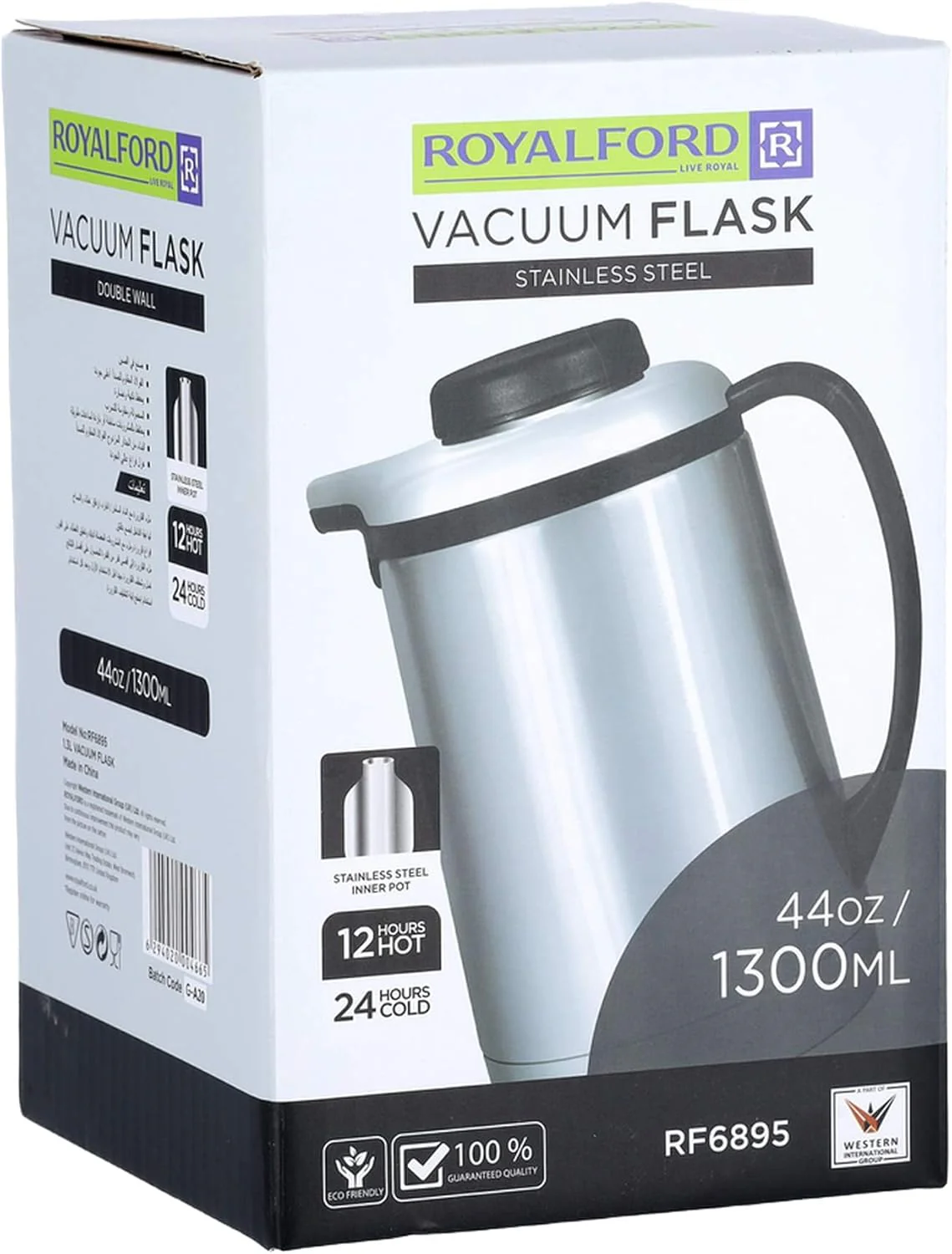 Royalford Stainless Steel Vaccum Flask 1300ml, Stainless Steel Inner Pot, Strong & Durable Design, 12hr Hot- 24hr Cold- RF6895 - Image 5