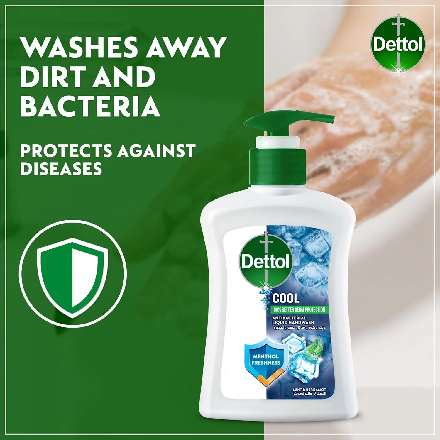 Dettol Cool Liquid Handwash Pump, Mint & Bergamot Scent, 200ml - Image 2