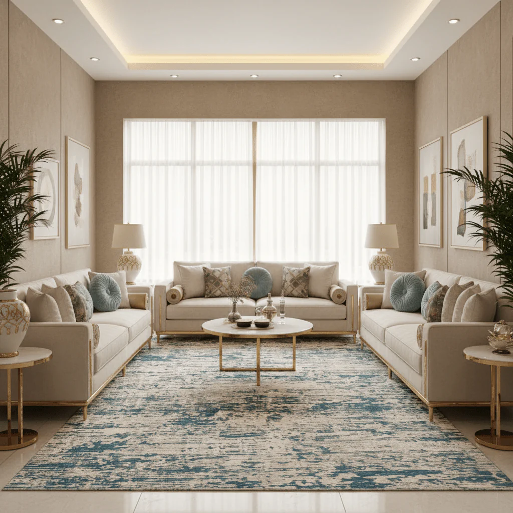 Safari Cream & Blue Polyester Carpet  | 250×350 cm | - Image 2