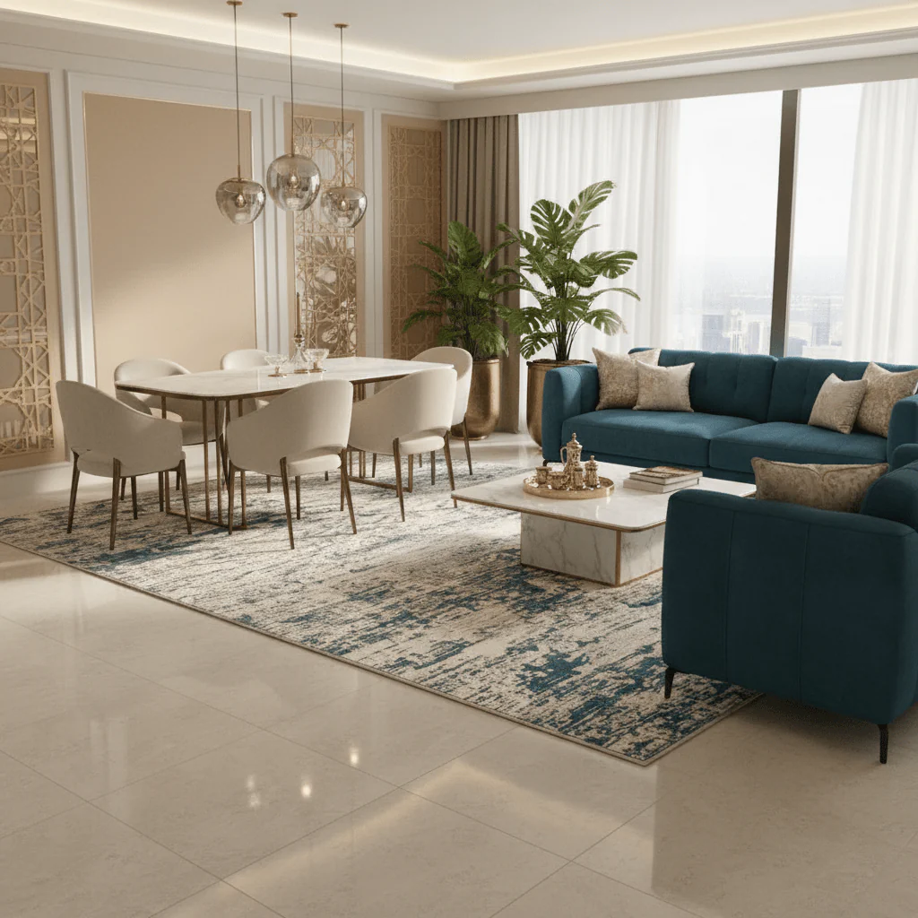 Safari Cream & Blue Polyester Carpet  | 250×350 cm | - Image 4