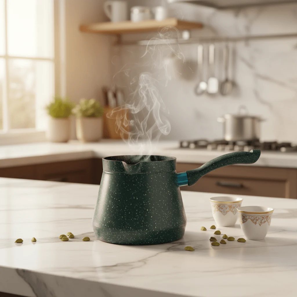 Dark Teal Forged Aluminium Turkish Coffee Warmer | 800ml | - Image 3