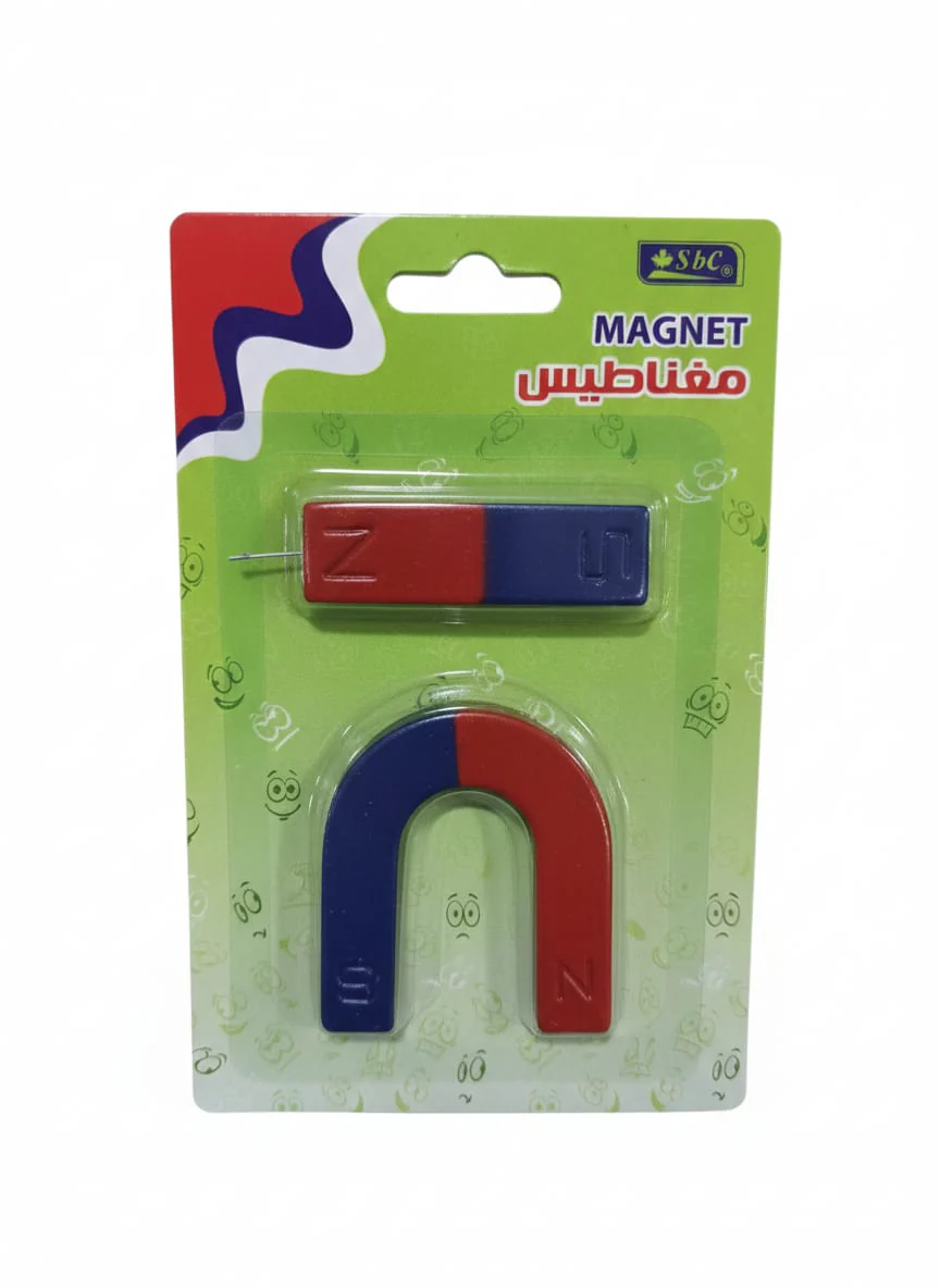 SBC Educational Magnet Learning Set – 2 Piece Science Kit Including Horseshoe Magnet and Bar Magnet for School Experiments and Learning Activities