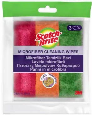 Scotch-Brite 3pcs Microfiber Cleaning Wipes 31cm*29cm, Assorted Color