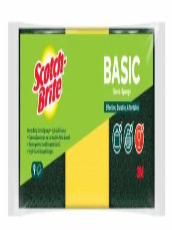 Scotch-Brite Basic Heavy Duty Scrub Sponge, Effective-Durable-Affordable, Pack of 9
