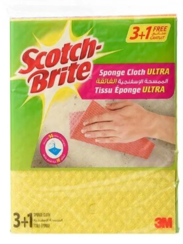 Scotch-Brite Sponge Cloth Ultra 18cm*20cm, 3+1 units, Multi-Color