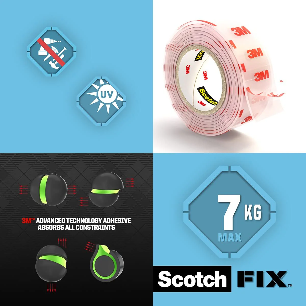 Scotch Mount Transparent Tape 19mm x 1.5m, 1 roll/pack | Holds up 1 kg. per 20cm | Clear color | Good Strength | Multiple Applications | Multi-Surface | No Tools | Double Sided Adhesive Tape - Image 3