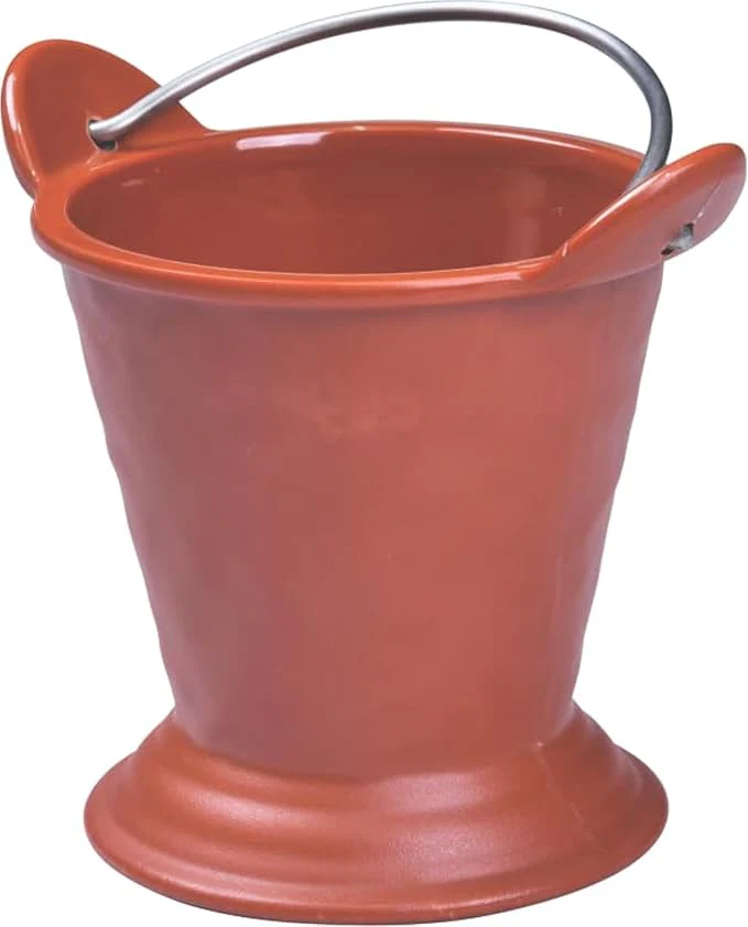 Servewell Melamine Horeca Terracotta Bucket Bowl With Handle-12cmX12cm-Clay Color