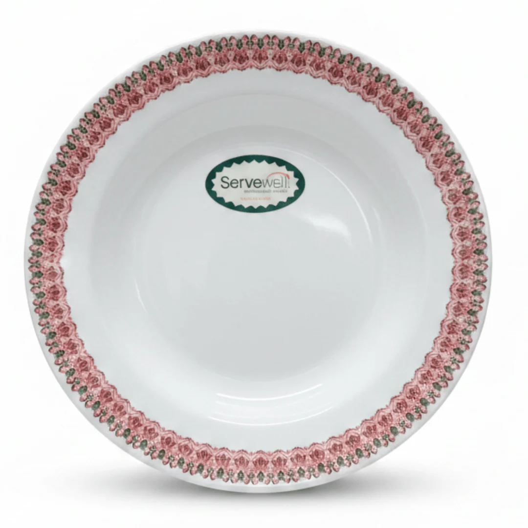 Servewell Melamine Dinner Plate 23cm | Elegant Floral Border Design