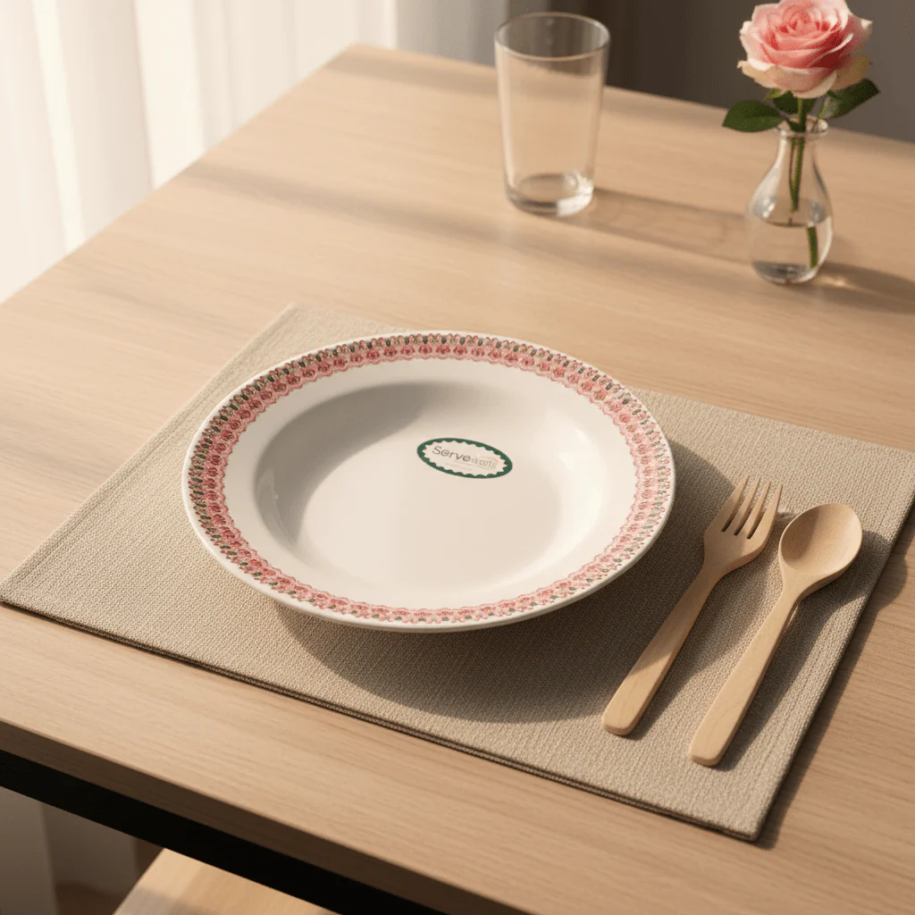Servewell Melamine Dinner Plate 23cm | Elegant Floral Border Design - Image 2