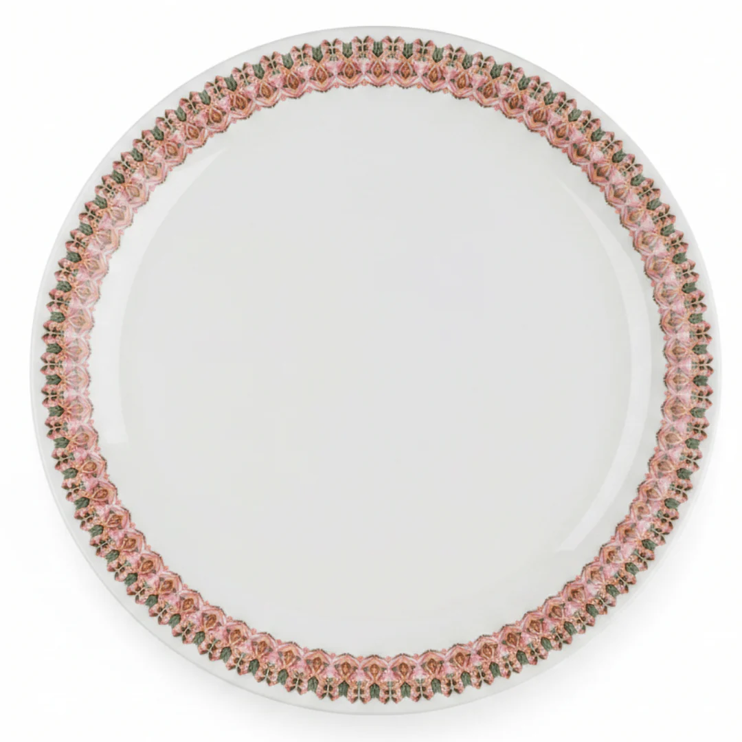 Servewell White Melamine Dinner Plate 28cm | Elegant Floral Border Design