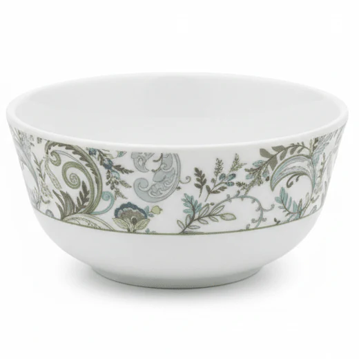 Servewere Elegant White with Floral Design Round Melamine Bowl 10 cm Small Bowl for Sauces and Desserts