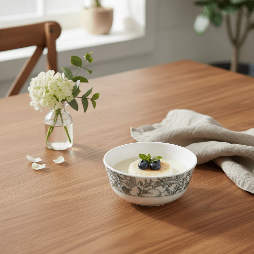 Servewere Elegant White with Floral Design Round Melamine Bowl 10 cm Small Bowl for Sauces and Desserts - Image 2