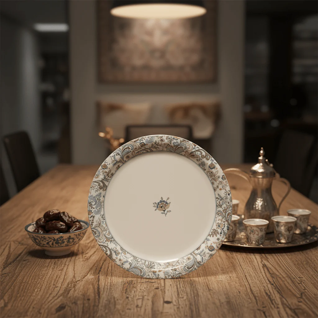 Servewell Round White Melamine Dinner Plate with Floral Design | 28cm - Image 2