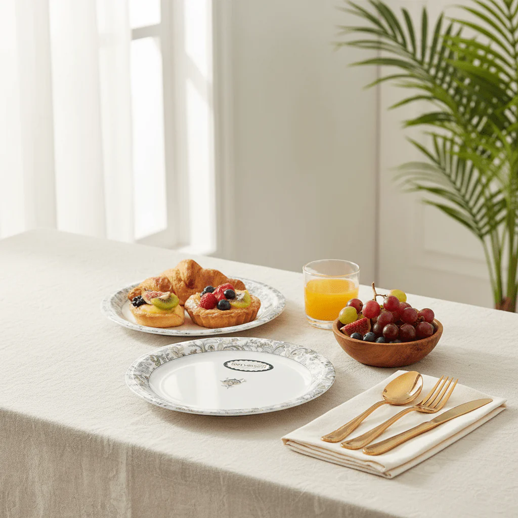 Servewell Round White Melamine Plate with Floral Design | 19 cm - Image 3
