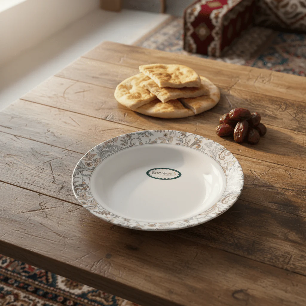 Servewell Round White Melamine Soup Plate with Floral Design | 23 cm - Image 2