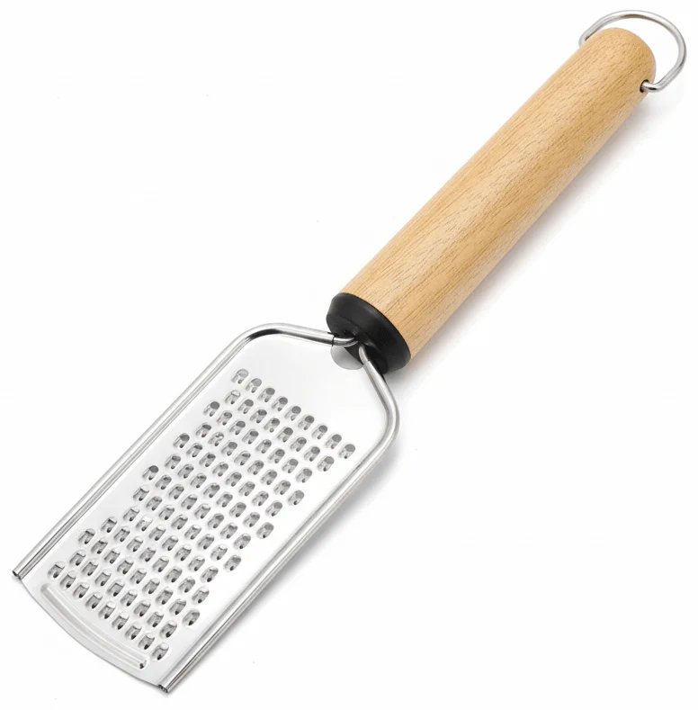 Shengya Heavy-Duty Stainless Steel Kitchen Grater with Ergonomic Wooden Handle – Multi-Use Handheld Grating Tool (25×6 cm)