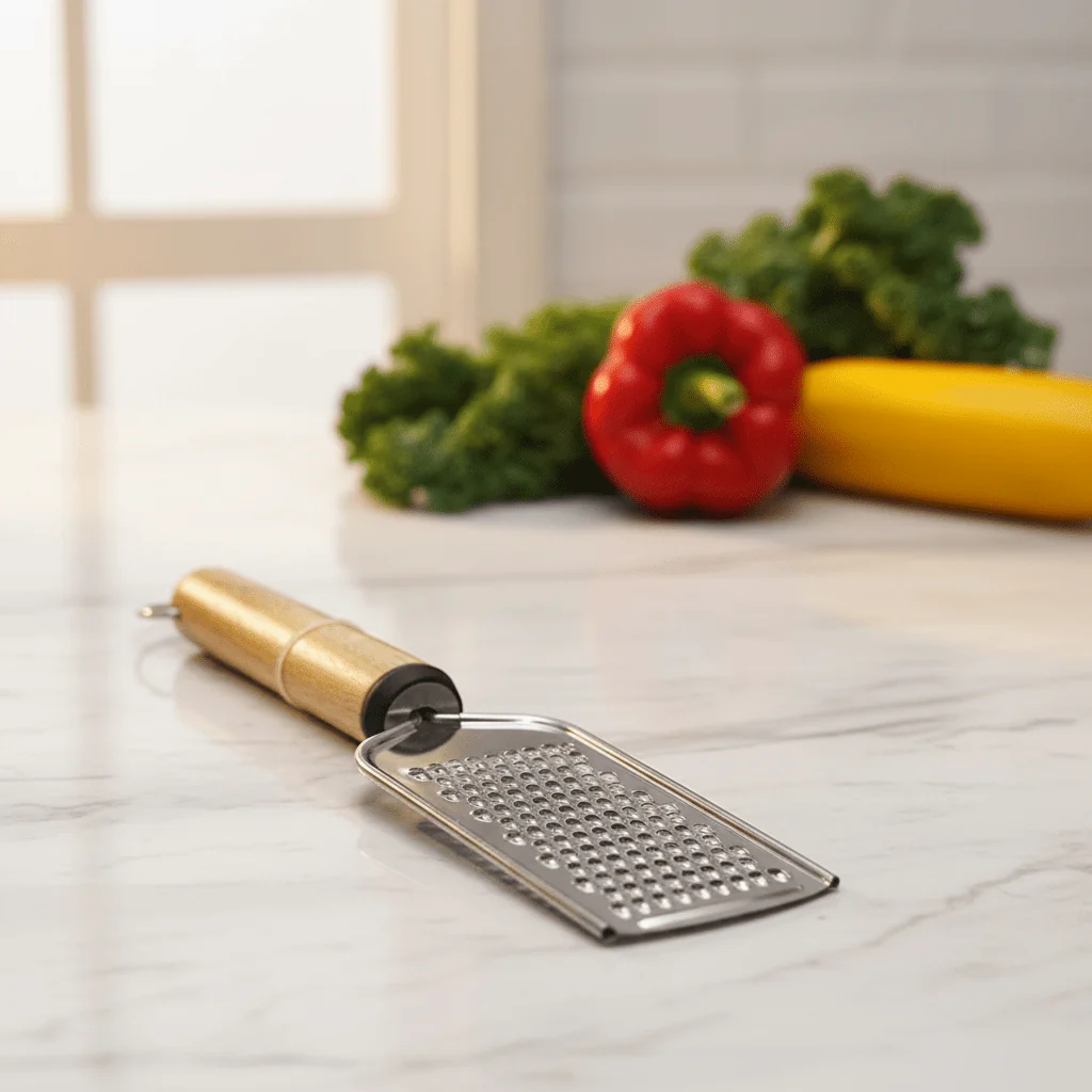Shengya Heavy-Duty Stainless Steel Kitchen Grater with Ergonomic Wooden Handle – Multi-Use Handheld Grating Tool (25×6 cm) - Image 2