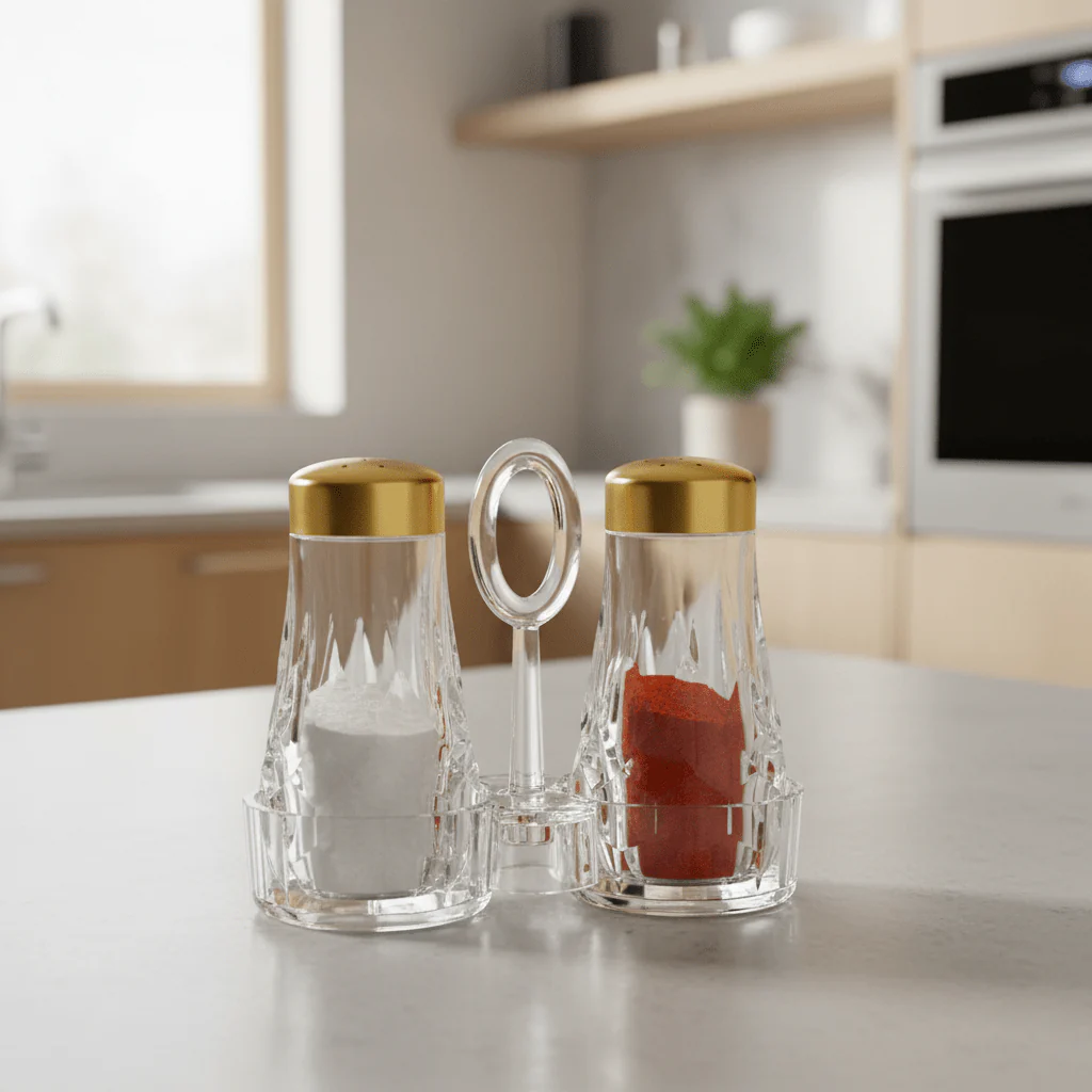 Shengya Luxury Acrylic Cruet Set with Gold Finish – Elegant Oil & Vinegar Dispensers for Dining Table - Image 2