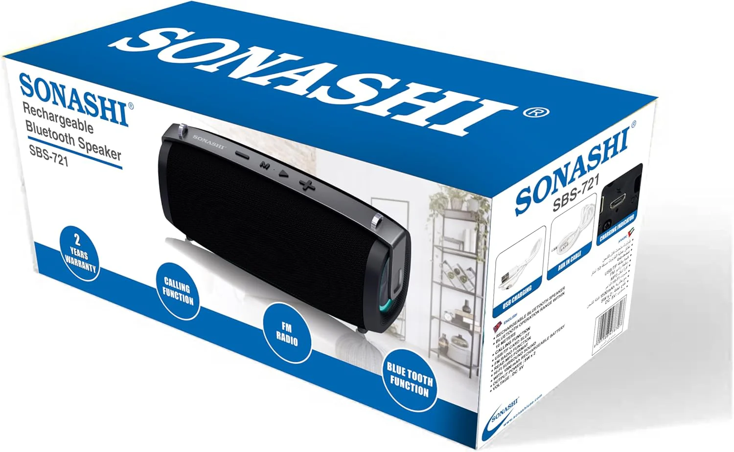 Sonashi Rechargeable Bluetooth Speaker With Usb/Tf Card Slots Fm Radio Function/Read Mp3 Format Portable Device With Hi-Fi Surround Sound And Rechargeable Battery SBS-721 - Image 4