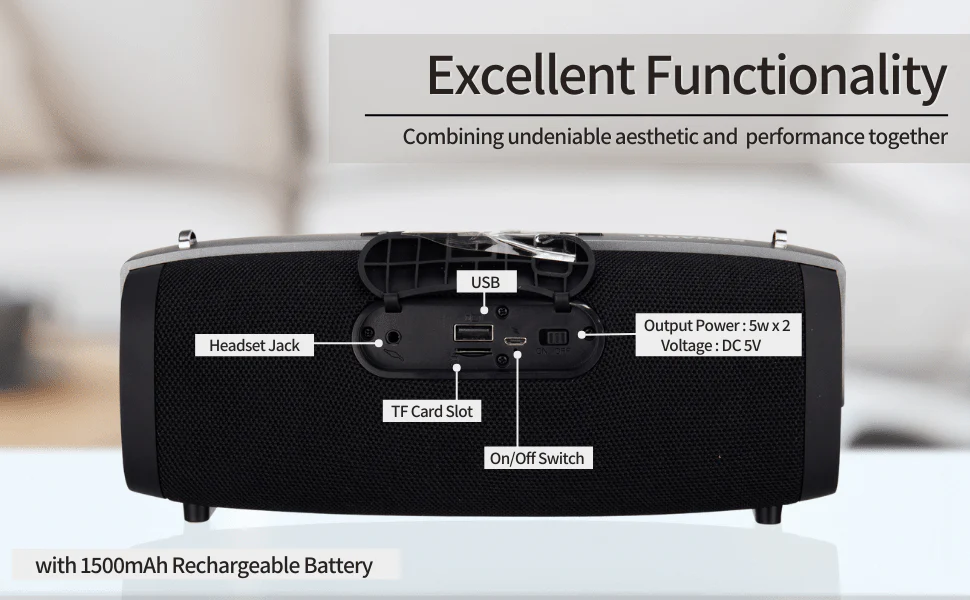 Sonashi Rechargeable Bluetooth Speaker With Usb/Tf Card Slots Fm Radio Function/Read Mp3 Format Portable Device With Hi-Fi Surround Sound And Rechargeable Battery SBS-721 - Image 6