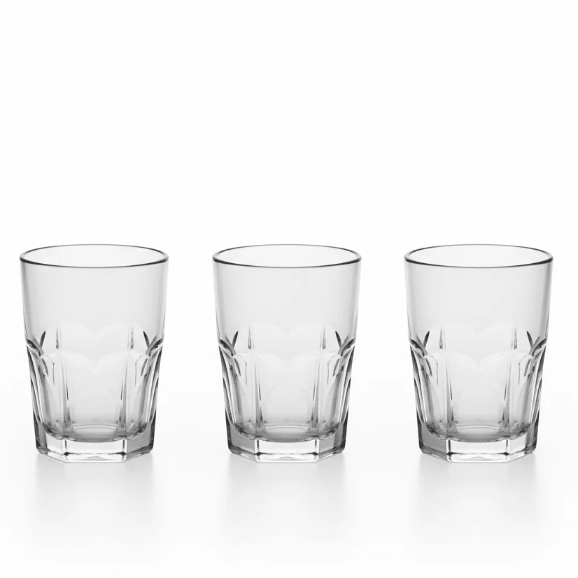 Sigma Modern Clear Glass Tumbler Set – Stylish Durable Drinking Glasses, 3 Pieces, 160 ml