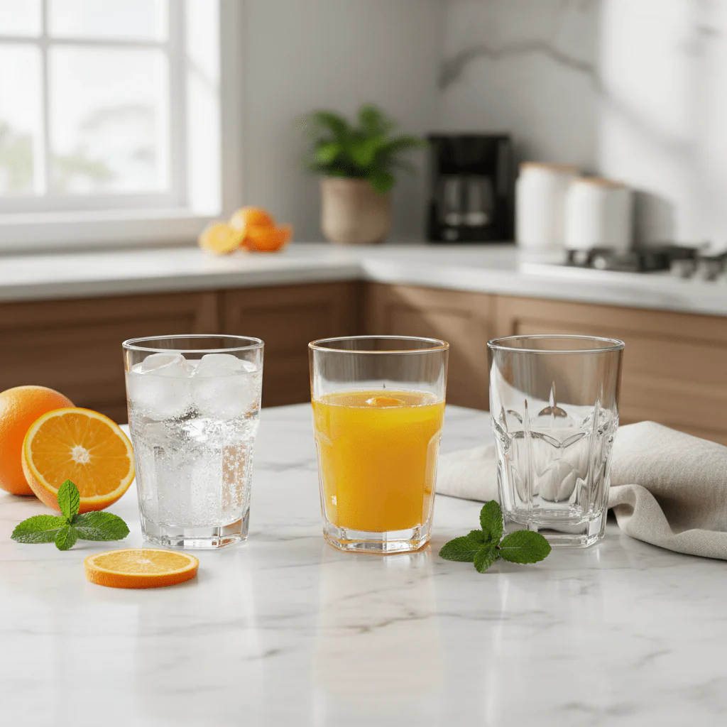 Sigma Modern Clear Glass Tumbler Set – Stylish Durable Drinking Glasses, 3 Pieces, 160 ml - Image 2