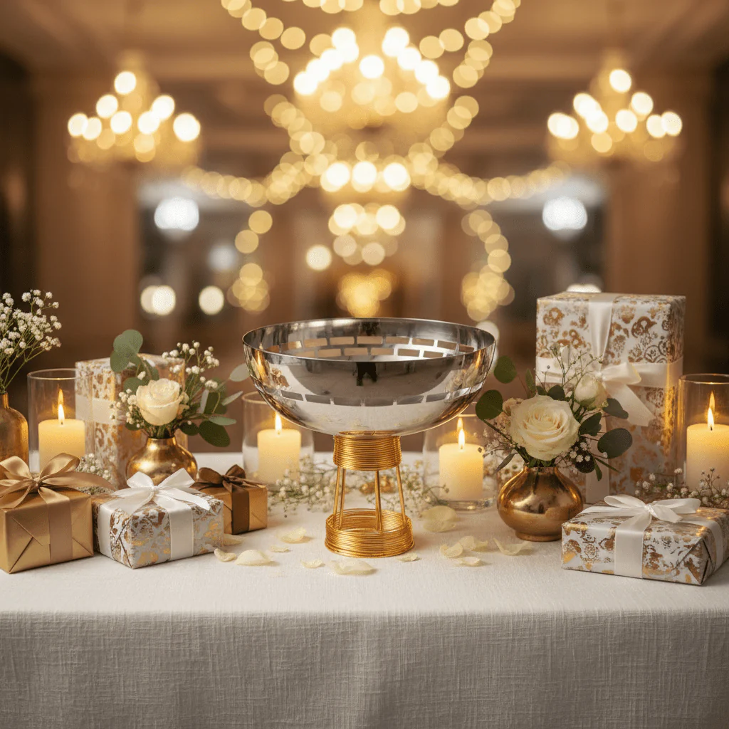 Silver & Gold Stainless Steel Footed Candy Bowl — 25×23 cm - Image 4