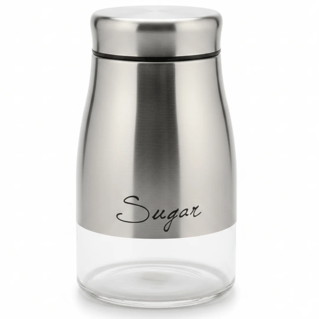 Premium Brushed Stainless Steel & Glass Storage Canister — 1 Litre