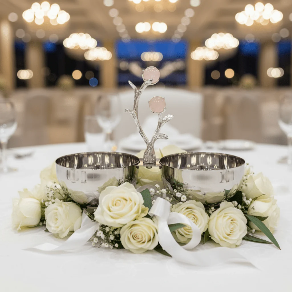 Silver Stainless Steel 2-Part Candy & Nuts Bowl with Rose Decoration – Elegant Serving Dish for Home, Weddings & Gifting | 10×10 cm - Image 3