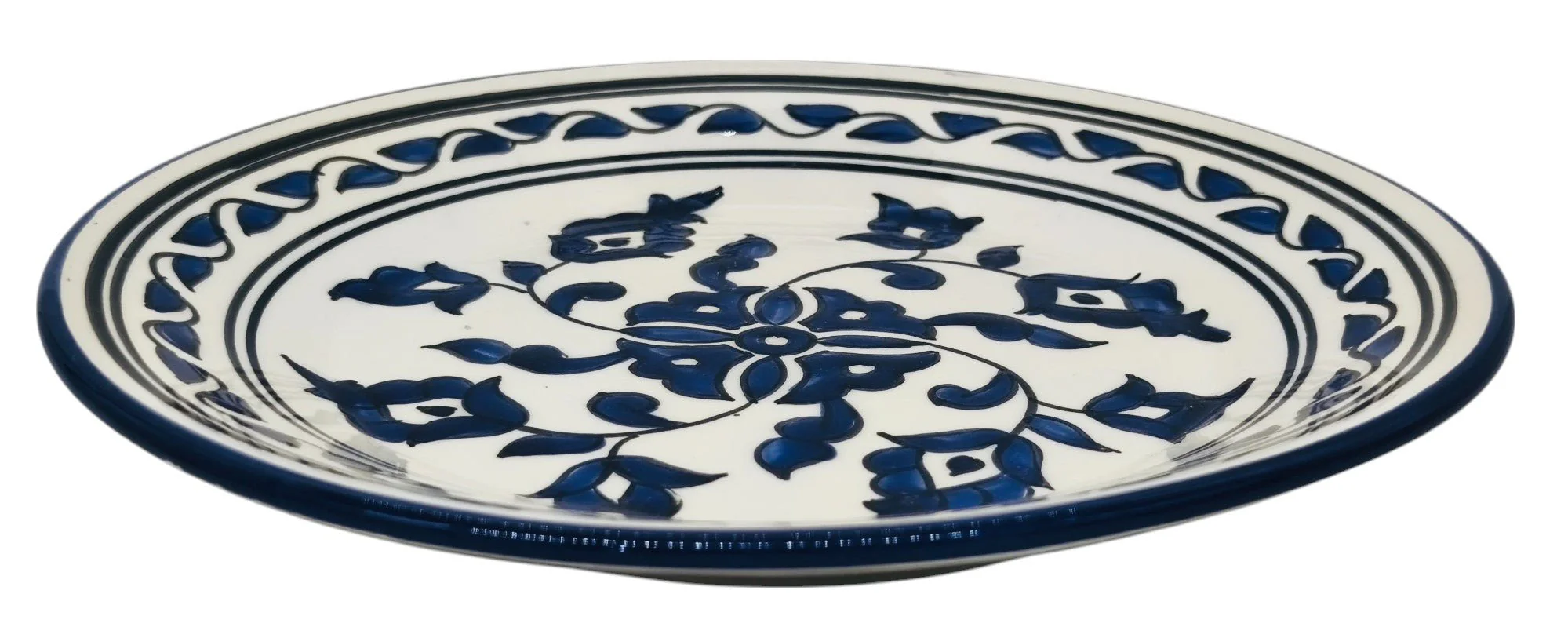 SLAMA Round Ceramic Plate 24cm, Floral Blue - Image 3