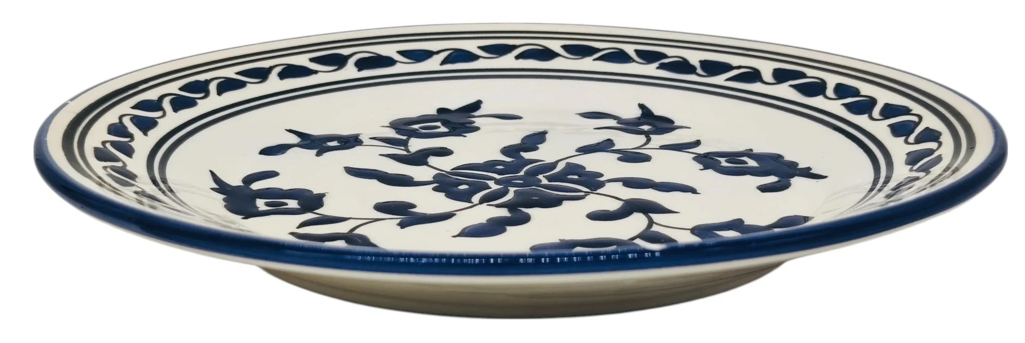 SLAMA Round Ceramic Plate 28cm, Floral Blue - Image 3