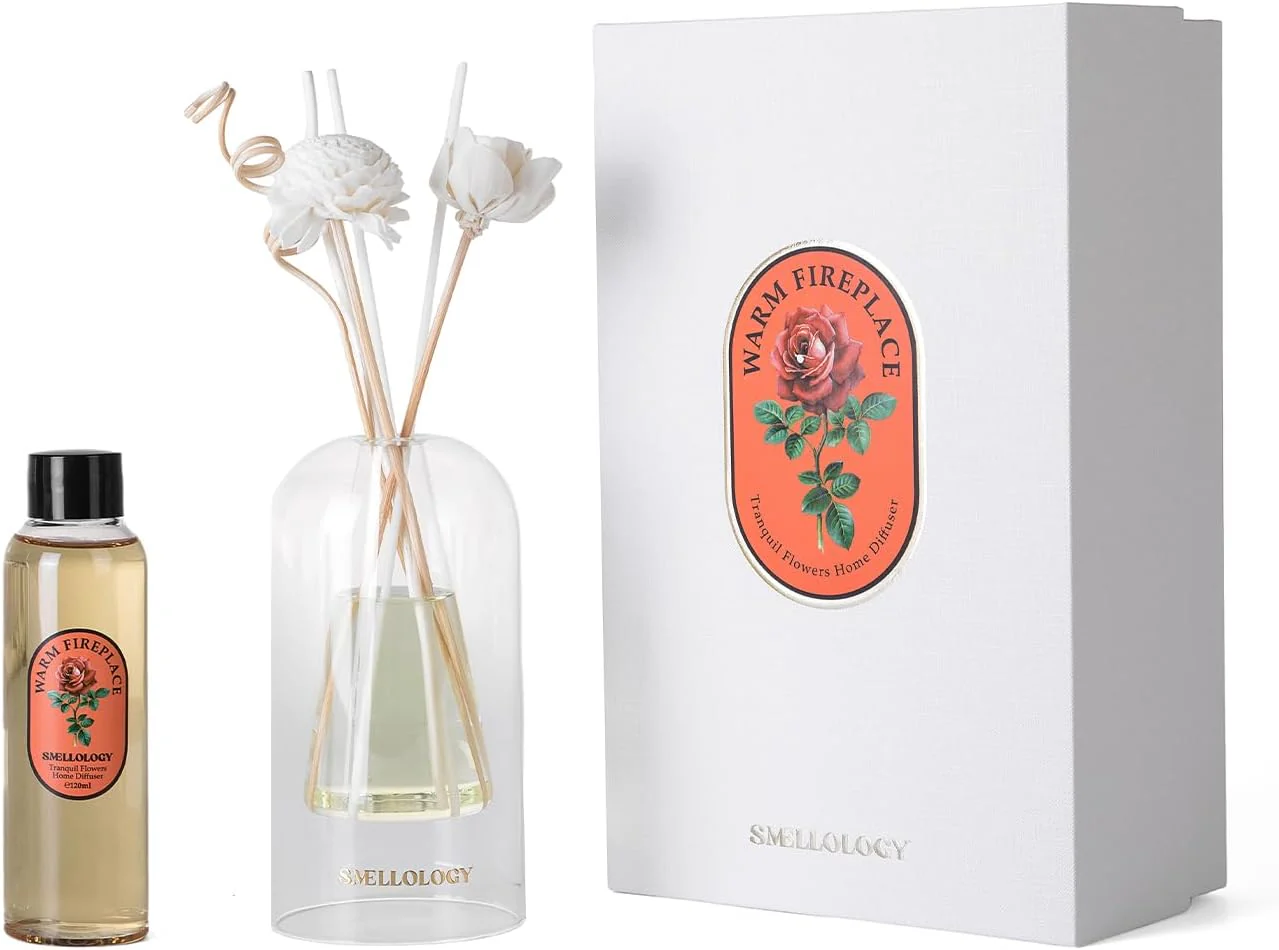 SMELLOLOGY  Tranquil Flower Flowers Home Diffuser- Warm Fireplace 120ml